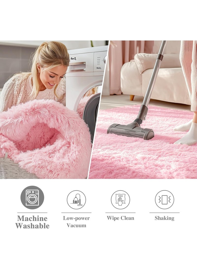 Round Fluffy Area Rug Soft Plush Carpet Machine Washable Non Slip Rug for Bedroom Living Room Nursery Kids Room Home Decoration Floor Mat - Image 2