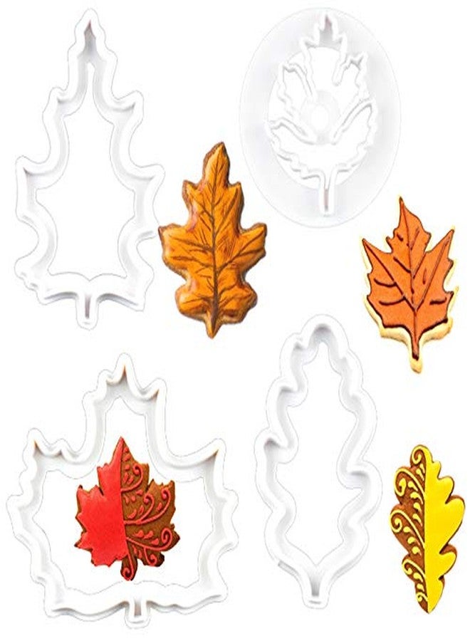 Orapink Autumn Leaf Cookie Cutters Shapes Set Shapes Set for Cake Decorating 4 Pieces Plastic Fall Maple Leaf Cookie Cutter - Image 1