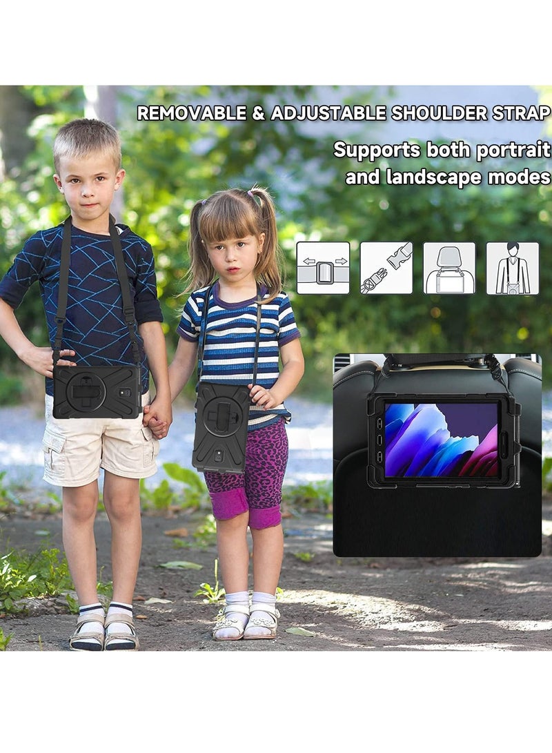 SOLARAE Galaxy Tab Active 3 8.0 Case T570/T575/T577, Heavy Duty Shockproof Impact Resistant Drop Resistant Rugged Protective Case with Rotating Stand, Handle Hand Strap Shoulder Strap, Black - Image 4