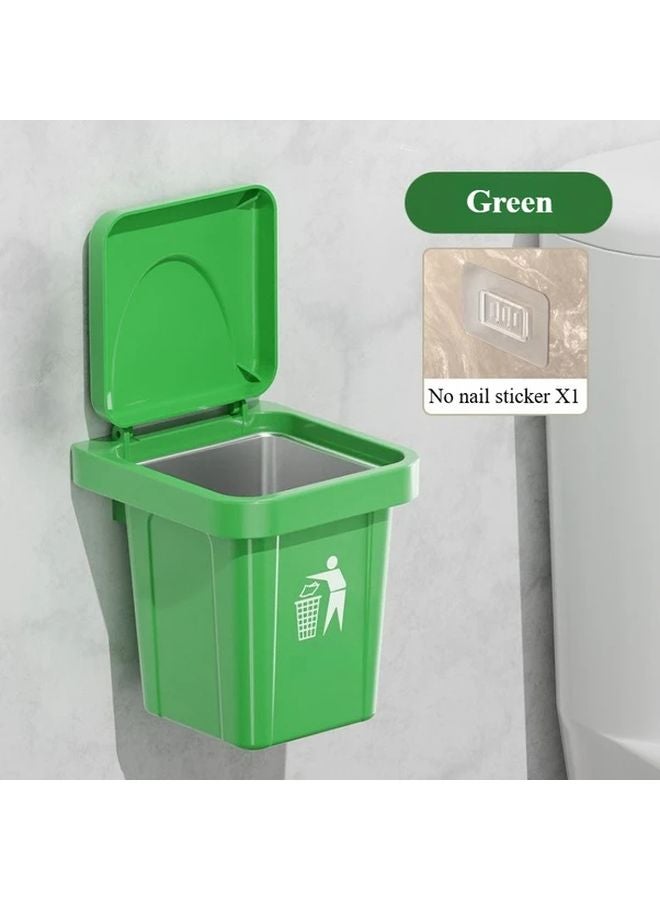 Green Stainless Steel Wall Mounted Ashtray With Lid Fireproof Cigarette Bin For Home Office - Image 1