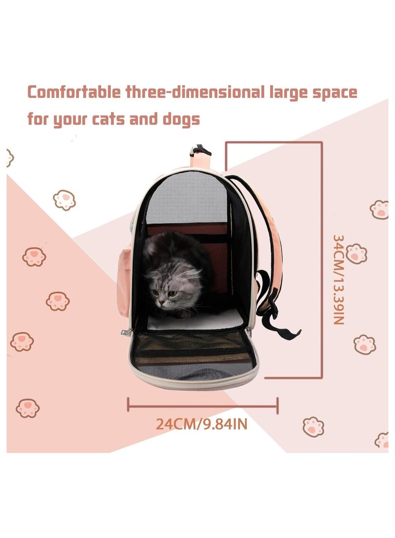 MileMelo - Cat Backpack for Carrying Cats, Ventilated Mesh Travel Bag for Small Dog and Pet,Pet Carrier Backpack for Hiking Walking Hiking Camping Outdoor Use (Pink) - Image 1