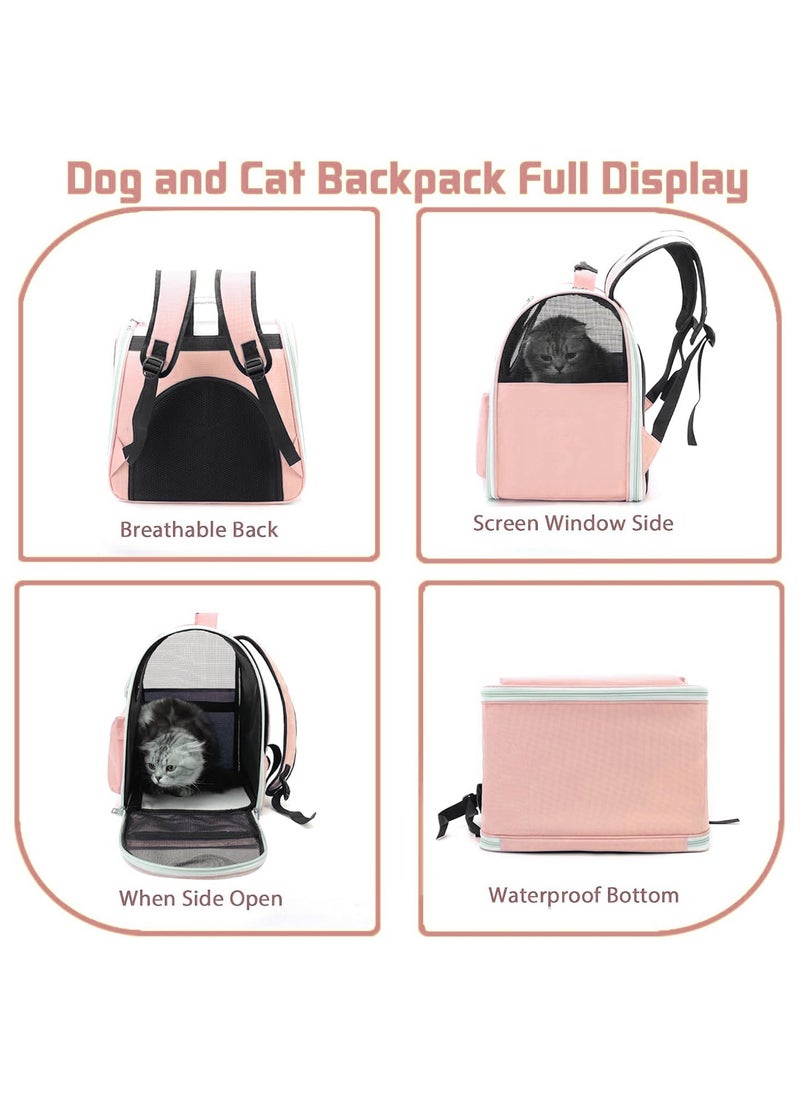 MileMelo - Cat Backpack for Carrying Cats, Ventilated Mesh Travel Bag for Small Dog and Pet,Pet Carrier Backpack for Hiking Walking Hiking Camping Outdoor Use (Pink) - Image 1