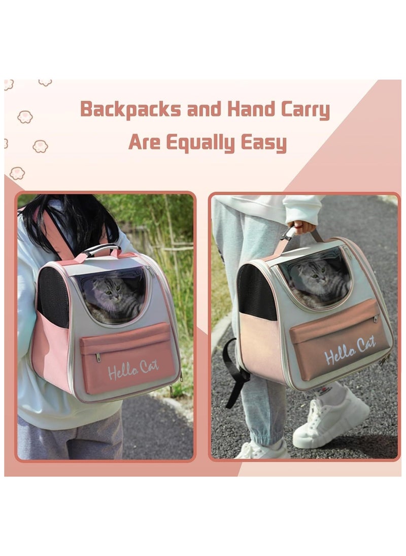 MileMelo - Cat Backpack for Carrying Cats, Ventilated Mesh Travel Bag for Small Dog and Pet,Pet Carrier Backpack for Hiking Walking Hiking Camping Outdoor Use (Pink) - Image 1