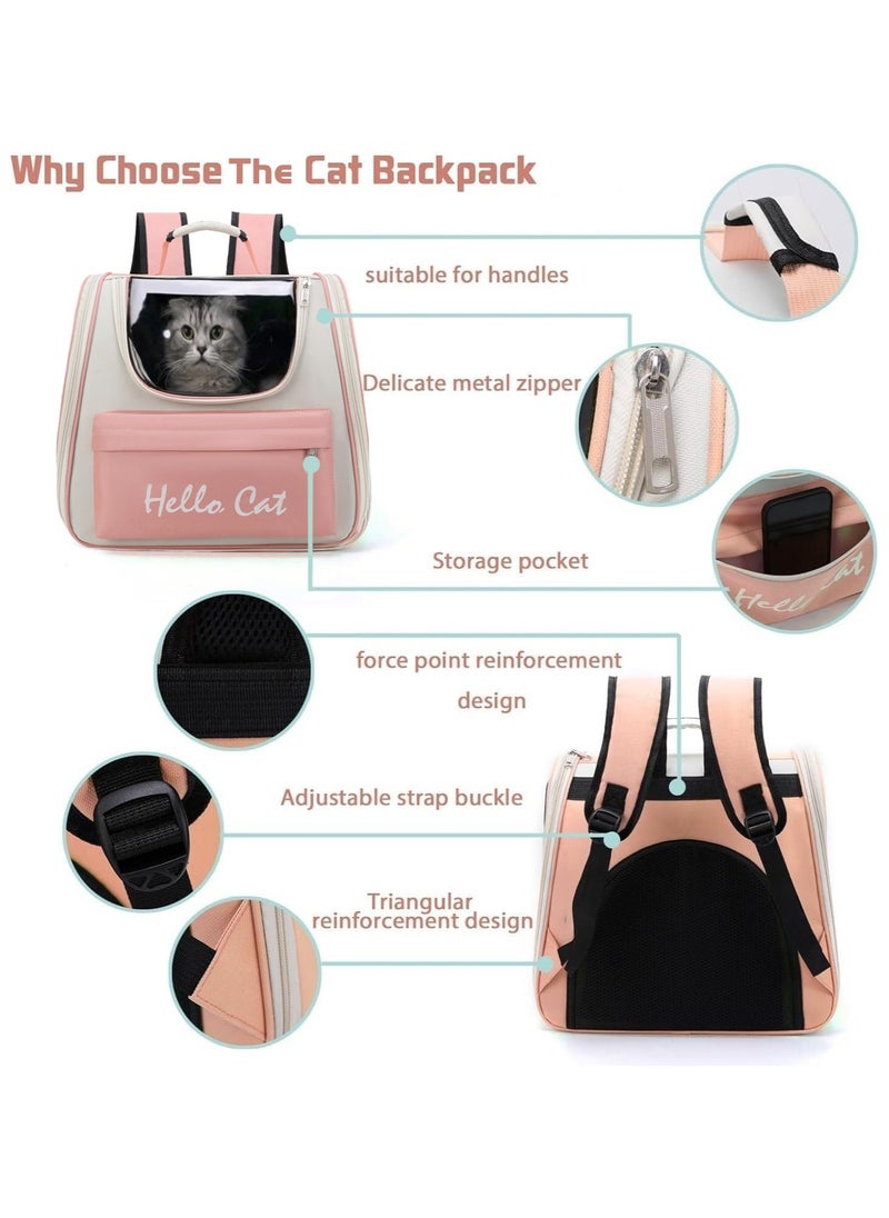 MileMelo - Cat Backpack for Carrying Cats, Ventilated Mesh Travel Bag for Small Dog and Pet,Pet Carrier Backpack for Hiking Walking Hiking Camping Outdoor Use (Pink) - Image 1