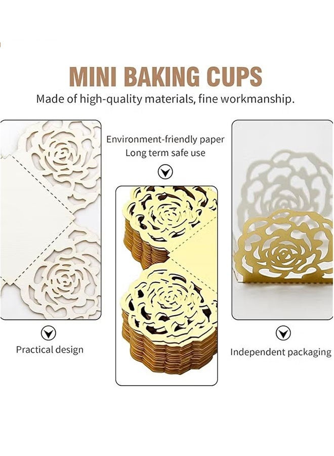 إيليلي 50 قطعة من أكواب حلوى الشوكولاتة الورقية المصنوعة من ورق الشوكولاتة وأكواب الخبز وأغلفة الكمأة وأكواب حفلات الزفاف وأعياد الميلاد (ذهبي) - Image 3