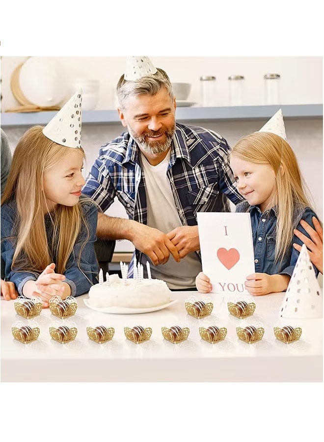 إيليلي 50 قطعة من أكواب حلوى الشوكولاتة الورقية المصنوعة من ورق الشوكولاتة وأكواب الخبز وأغلفة الكمأة وأكواب حفلات الزفاف وأعياد الميلاد (ذهبي) - Image 5