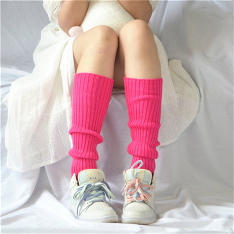 Yifan Autumn and Winter Warm Leg Protecting Hyun-a Korean Style Women's Fluorescent Candy-colored Knitted Sleeve Flat Needle Stacked Socks - Image 1