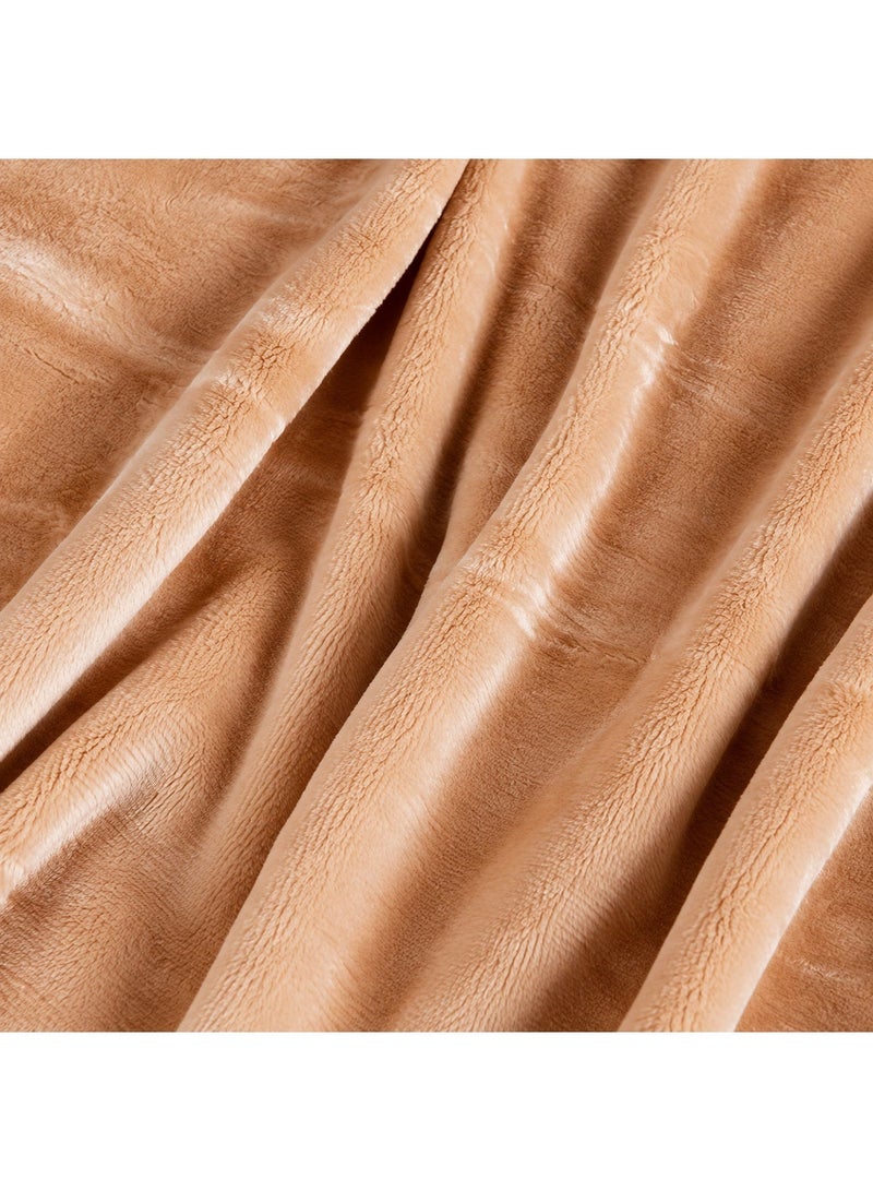 معنى المنزل بطانية "ميلو" (Mellow) بمقاس "كينغ" (King Size) من قماش الفلانيل والصوف الدقيق (Micro Fleece)، فائقة النعومة والراحة، بمقاس 220 × 240 سم، لون بيج. - Image 5