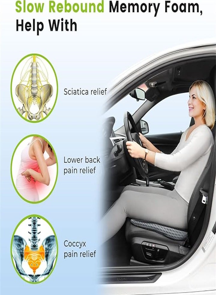 Car Wedge Seat Cushion for Driver/Passenger Car Seats - Wedge Car Seat Cushion for Driving to Improve Vision/Posture - Memory Foam Car Seat Cushion for Hip Pain Relief (Mesh Cover, Black) - Image 2