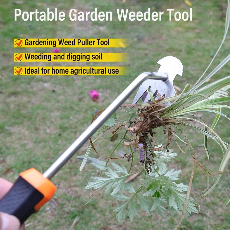 SIXCAR Weed Puller Tool,Portable Garden Weeder Tool,2024 New Gardening Weeding Tools,for Hand Weeder Puller for Vegetable Gardening Backyard Farm Planting & Uprooting Weeding Tool (Rubber Handle) - Image 4