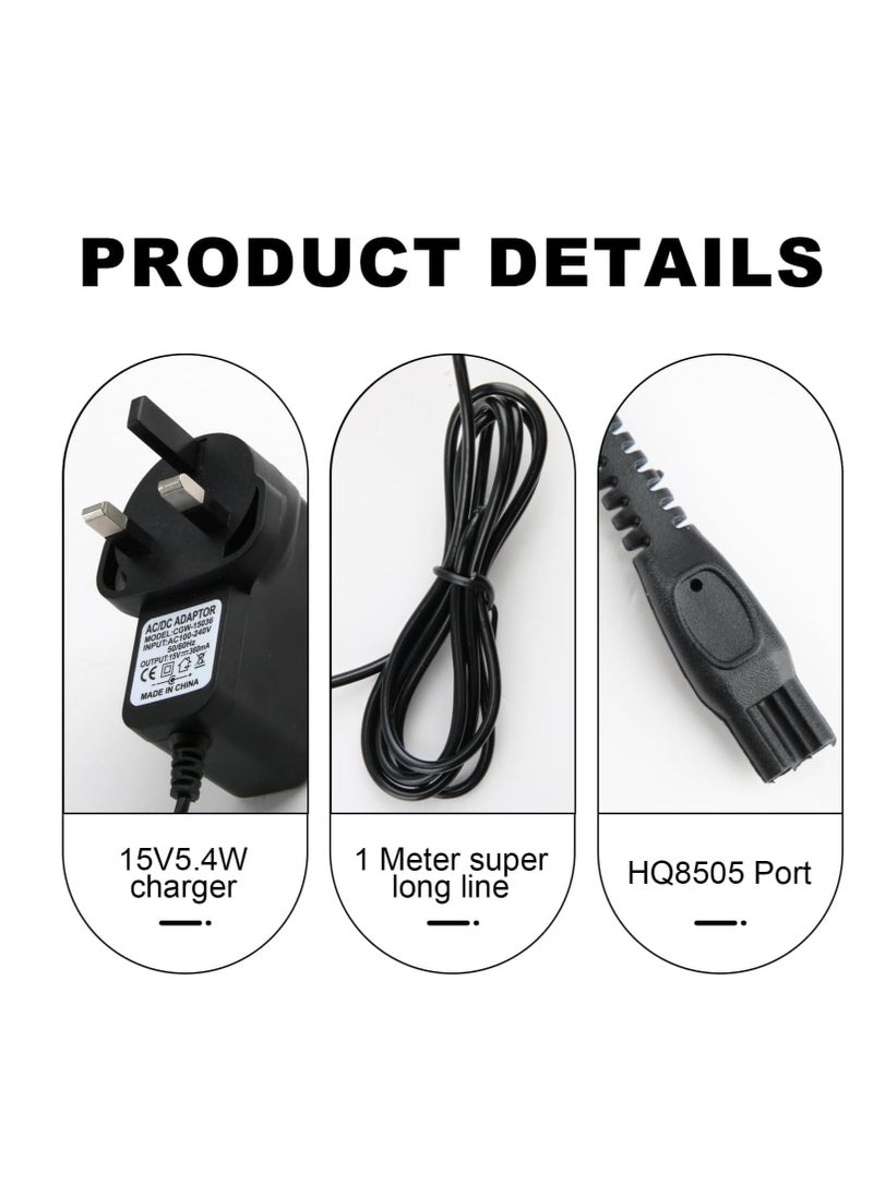 VIUAUAX 15V Shaver Charger Compatible with Philips HQ8505 7000 5000 3000 Series mg5750 mg7790 7750, Electric Shaver Beard Trimmer Adapter AC Power Supply Charging  - Image 2