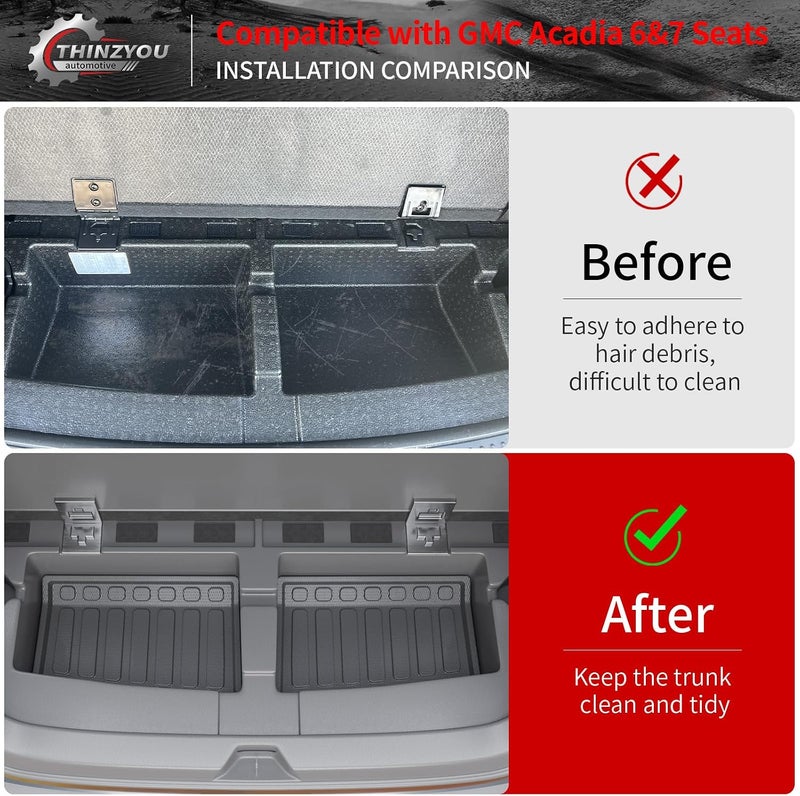 Thinzyou Sub Truck Mat Compatible with 2017-2023 GMC Acadia Rear Bed Lower Mat TPE Bed Liner TPE All Weather 2022 Acadia Accessories (Compatible with 2017-2023 6 Seats, Sub Trunk Mat) - Image 2