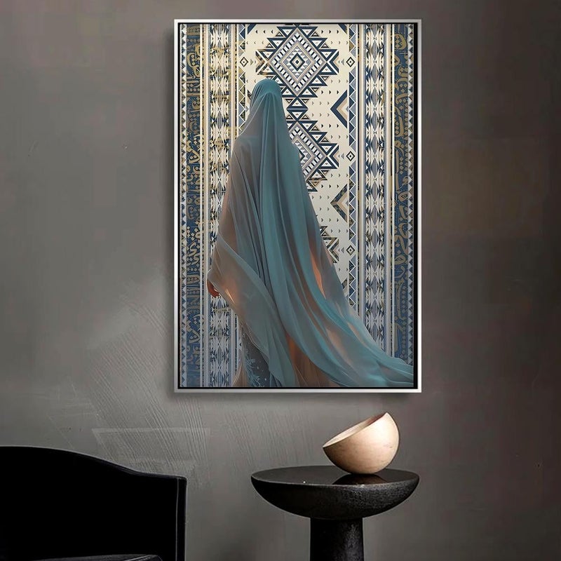 ماركتنا لوحة قماشية بتصميم الفن النجدي مع برواز مجوف مقاس (50×70) قطعة واحدة - Image 2