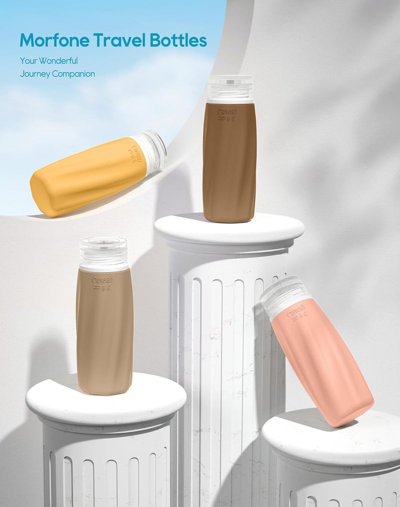 Morfone Travel Bottles Set for Toiletries, Tsa Approved Travel Size Containers Leak Proof Refillable Liquid Silicone Squeezable Travel Accessories for Shampoo Conditioner Lotion (Orange) - Image 3