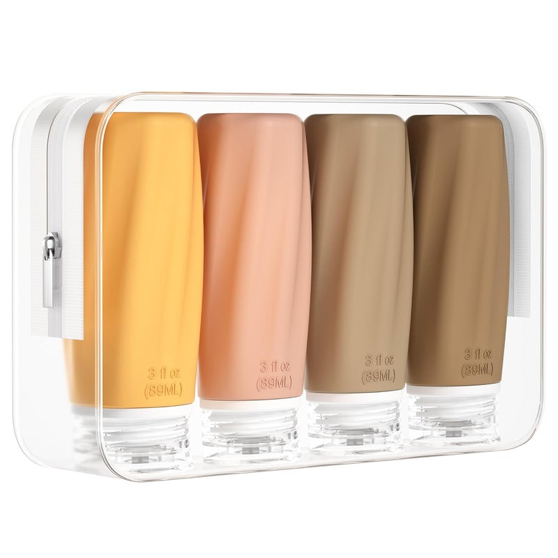 Morfone Travel Bottles Set for Toiletries, Tsa Approved Travel Size Containers Leak Proof Refillable Liquid Silicone Squeezable Travel Accessories for Shampoo Conditioner Lotion (Orange) - Image 1