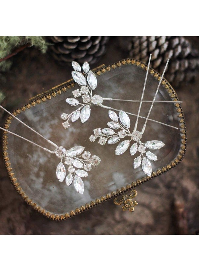 JAKAWIN Crystal Bride Wedding Hair Pins Silver Rhinestone Hair Piece Bridal Hair Jewelry Accessories For Women Hp130 (Silver)  - Image 1