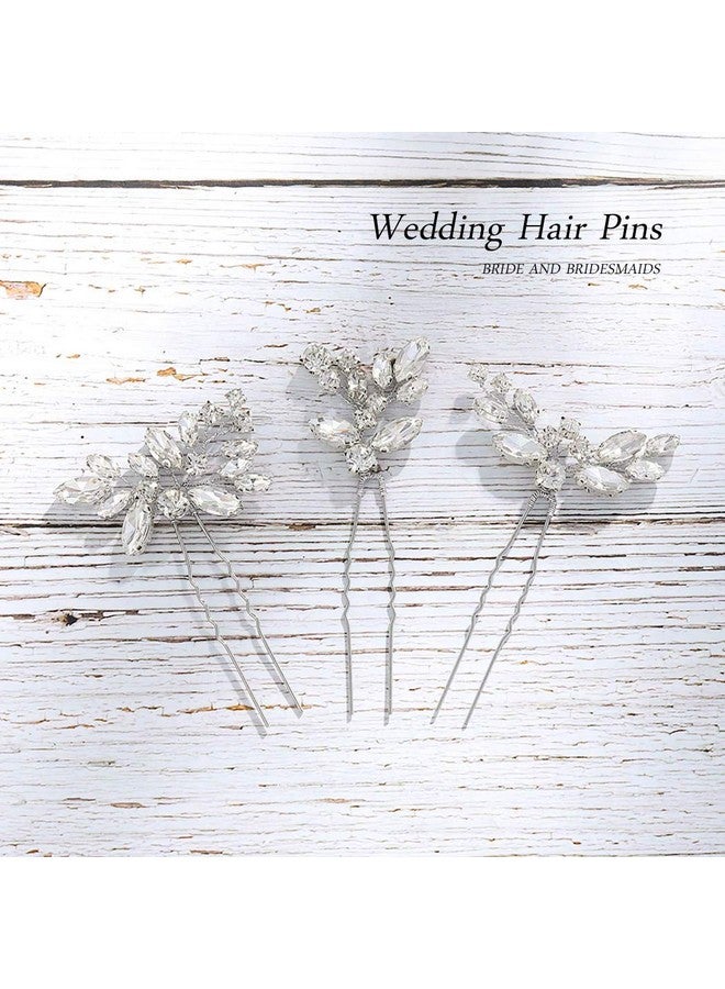 JAKAWIN Crystal Bride Wedding Hair Pins Silver Rhinestone Hair Piece Bridal Hair Jewelry Accessories For Women Hp130 (Silver)  - Image 3