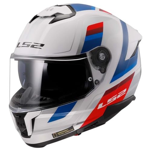 LS2 Helmets Stream II Full Face Motorcycle Helmet W/SunShield (Gloss Vintage White/Blue/Red - X-Large) - Image 1