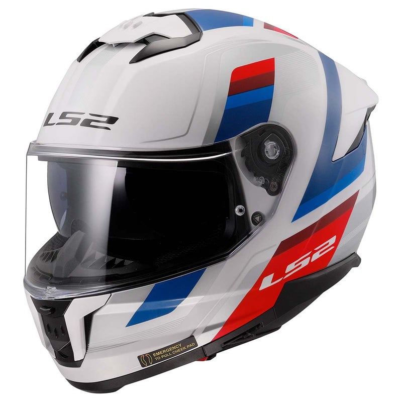 LS2 Helmets Stream II Full Face Motorcycle Helmet W/SunShield (Gloss Vintage White/Blue/Red - X-Large) - Image 5