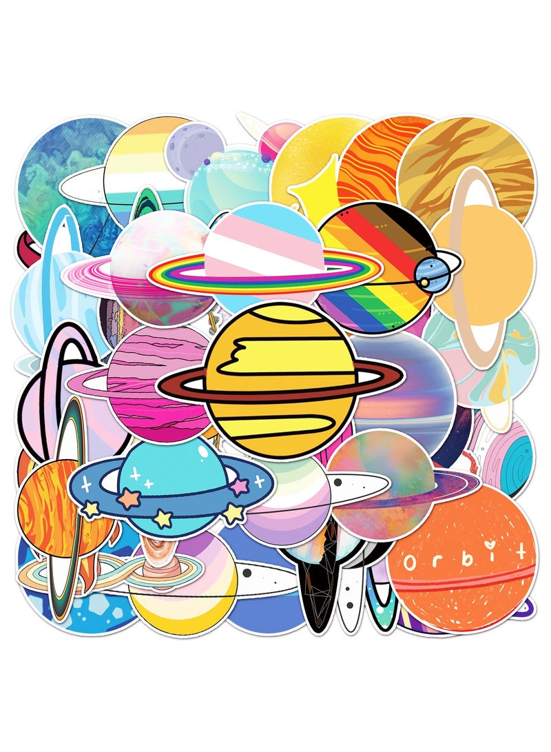 50 Pcs Outer Space Planets Stickers Planetary Systems Waterproof Vinyl Decals for Water Bottles Laptop Refrigerator Luggage Computer Mobile Phone Skateboard  - Image 4