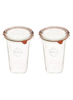 Weck Weck Jars Large Quadro 769-26.9 fl. Oz | Jars Made of Transparent Glass | Eco-Friendly Canning Jar | Food Storage Containers with Airtight Lids | Made in Germany, Rust-Proof & BPA-Free (Pack of 2)  - Image 1