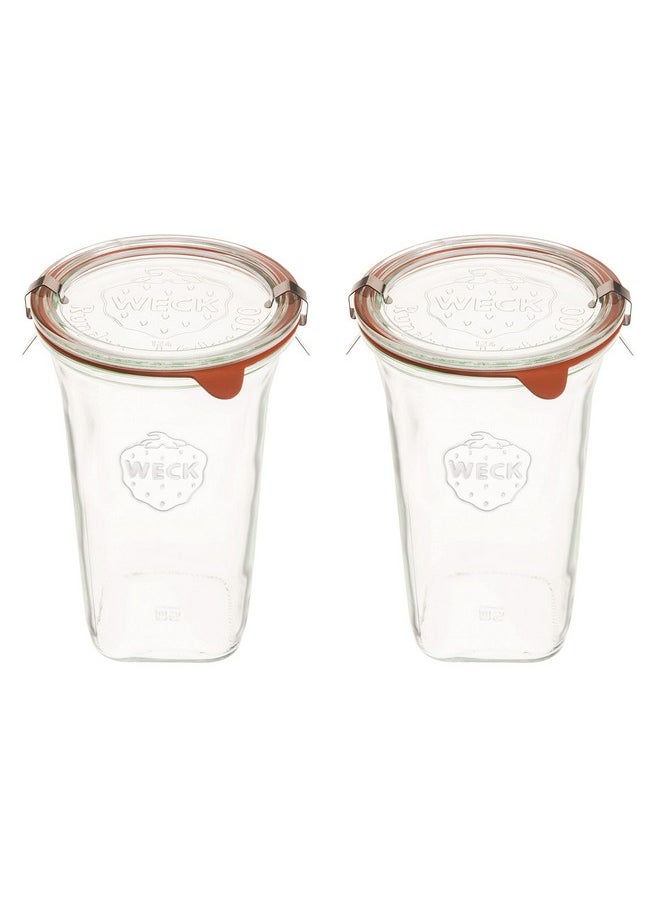 Weck - Weck Jars Large Quadro 769-26.9 fl. Oz | Jars Made of Transparent Glass | Eco-Friendly Canning Jar | Food Storage Containers with Airtight Lids | Made in Germany, Rust-Proof & BPA-Free (Pack of 2) - Image 1