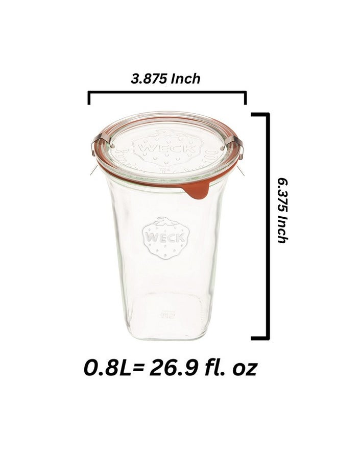 Weck - Weck Jars Large Quadro 769-26.9 fl. Oz | Jars Made of Transparent Glass | Eco-Friendly Canning Jar | Food Storage Containers with Airtight Lids | Made in Germany, Rust-Proof & BPA-Free (Pack of 2) - Image 1