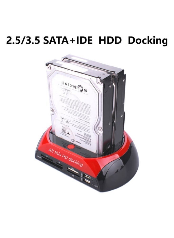 Multi-function Mobile Hard Drive Base 2.53.5idesata Reader Hub Box Digital Computer/mobile Box-Color:Red + Black US Standard Plug  - Image 1