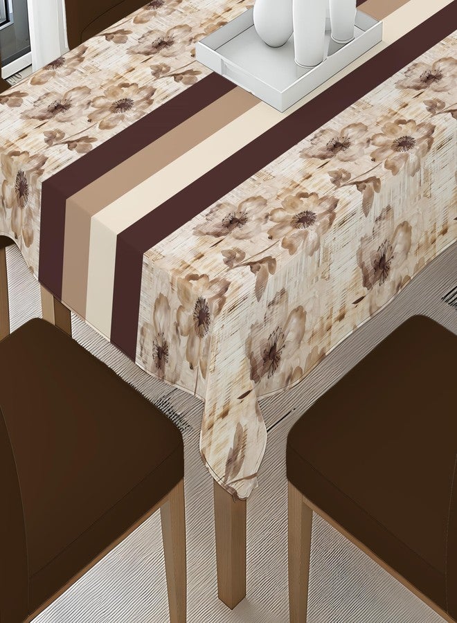 Decorian Polycotton Printed Dining Table Cloth with Dining Chair Covers,Slipcovers (Brown Flower Stripes, 6 Seater Table Cover + 6 Chair Cover) - Image 4