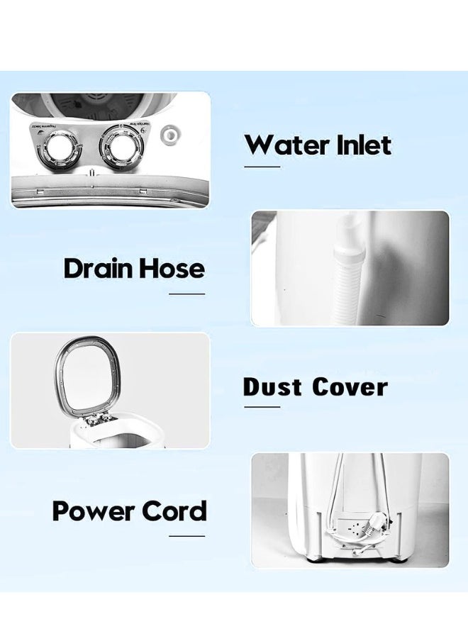 Chase Up Portable Washing Machine, 2-In-1 Semi-automatic Washing Machine, 4Kg Capacity Mini Washing Machine, Suitable for Apartment, Dorm, Camping, Travelling, Blue Light Antibacterial  - Image 3