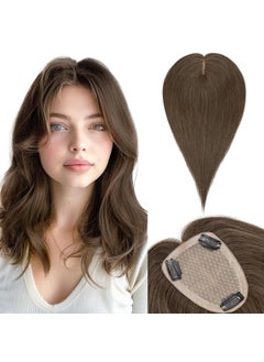 SEGO SEGO Hair Toppers for Women Real Human Hair Large Full Silk Base 9  14 cm Free Part No Bangs 150 Density Clip In Topper Hairpieces for Women with Thinning Hair 12 Inch 2Y Dark Smoky Brown 
