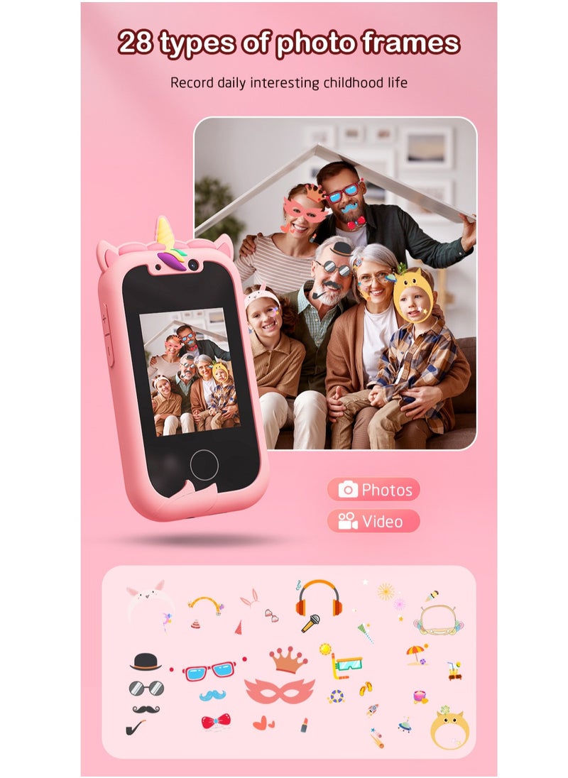 Generic Kids Smart Phone Gifts Toys for Girls Boys aged 3-8, Toddler Learning Toys with Unicorn Educational Games,  with 8G SD Card  - Image 5