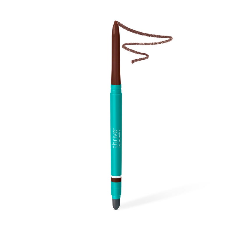 Thrive Causemetics Infinity Waterproof Eyeliner Pencil, Built In Sharpener & Smudge Tip, Long Lasting, Smudge Proof, Hyaluronic Acid & Shea Butter, Vegan, Cruelty Free, Nalie (Chocolate Brown Shimmer) - Image 1