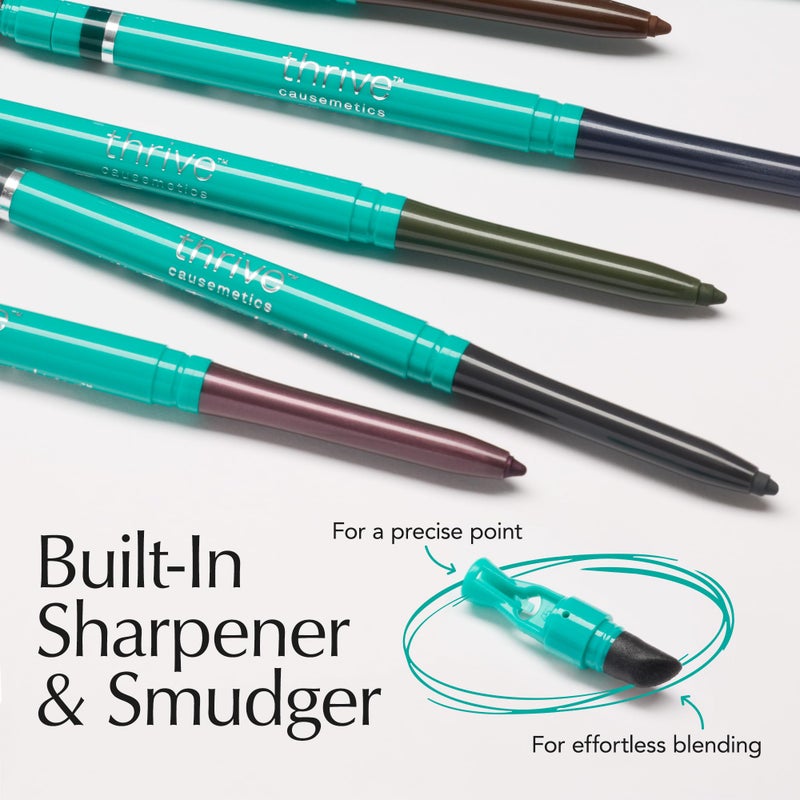 Thrive Causemetics Infinity Waterproof Eyeliner Pencil, Built In Sharpener & Smudge Tip, Long Lasting, Smudge Proof, Hyaluronic Acid & Shea Butter, Vegan, Cruelty Free, Nalie (Chocolate Brown Shimmer) - Image 4