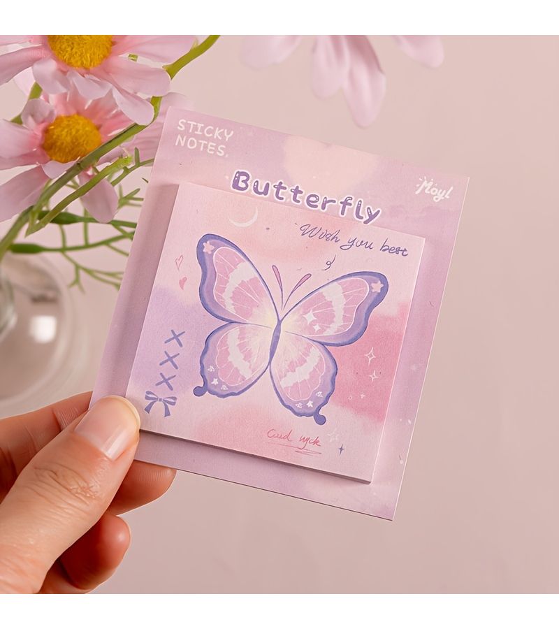 Set Of 4 Romantic Butterfly Sticky Notes 30 Sheets Per Pad Study Office Memo - Image 5