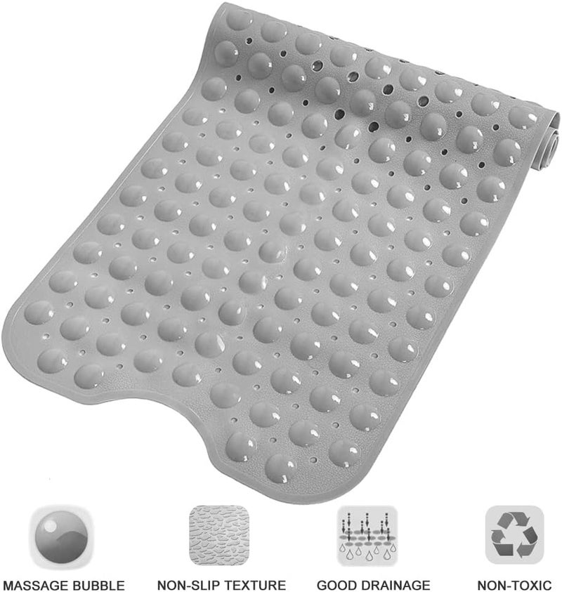 Linoows Bathtub and Shower Mats, Extra Long Non-Slip Bath Tub Mat 39 x 16 Inch, Machine Washable Bathmat with Suction Cups & Drain Holes for Bathroom Floor, Gray - Image 5