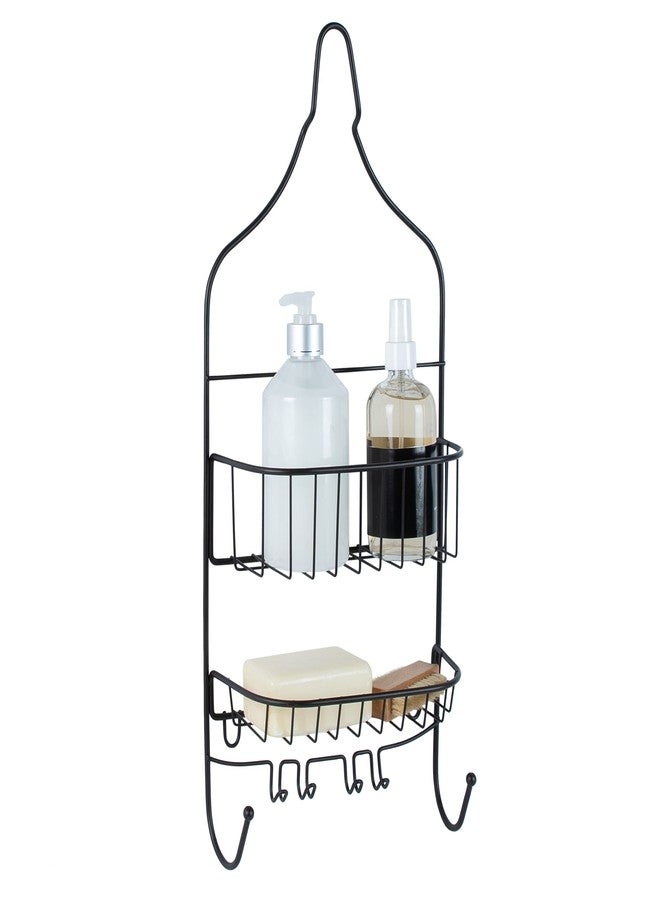 Bath Bliss 2 Tier Contoured Head Shower Caddy, Over The Shower Head, Rust Proof, Bathroom Organizer with Hooks for Hanging Razor, Sponge, Shampoo Holder in Rust - Image 3