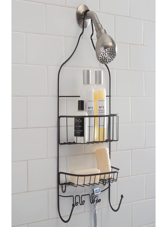 Bath Bliss 2 Tier Contoured Head Shower Caddy, Over The Shower Head, Rust Proof, Bathroom Organizer with Hooks for Hanging Razor, Sponge, Shampoo Holder in Rust - Image 2