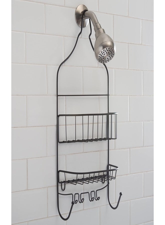 Bath Bliss 2 Tier Contoured Head Shower Caddy, Over The Shower Head, Rust Proof, Bathroom Organizer with Hooks for Hanging Razor, Sponge, Shampoo Holder in Rust - Image 4