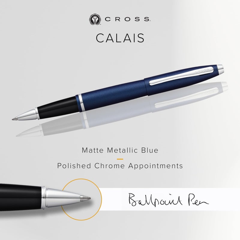 Cross Calais Refillable Gel Ink Rollerball Pen, Medium Rollerball, Includes Premium Gift Box - Matte Metallic Blue - Image 2