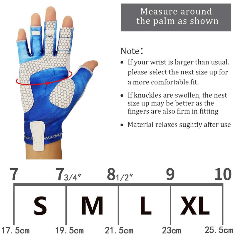 Drasry UV Protection Fishing Fingerless Gloves Men Women UPF 50+ SPF for Fishing Kayak Paddling Hiking Sailing Rowing Sun Gloves Blue