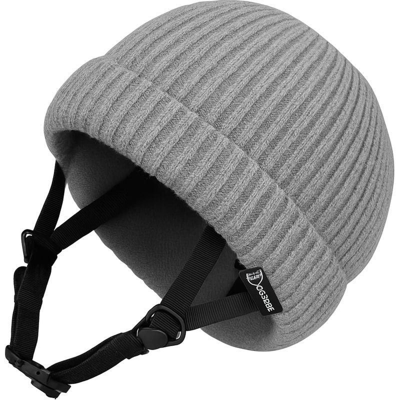 A Vebodi Helmet Beanie â€“ Multi-Sport Low Profile Helmet Hat for Snowboarding, Skiing, E-Bikes, Scooters & More â€“ Waterproof Impact Liner â€“ Adjustable Strap â€“ Unisex â€“ One Size Fits All (Grey) - Image 1