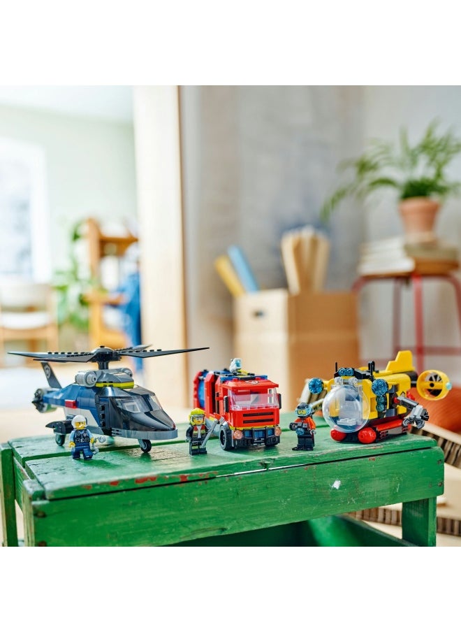 LEGO City 3in1 Helicopter, Fire Truck & Submarine Remix Toy with 3 Minifigures - Buildable Toy Vehicles for 7+ Year Old Boys & Girls - Gift Ideas for Birthdays & Holidays - 60462 (874 pieces)  - Image 5