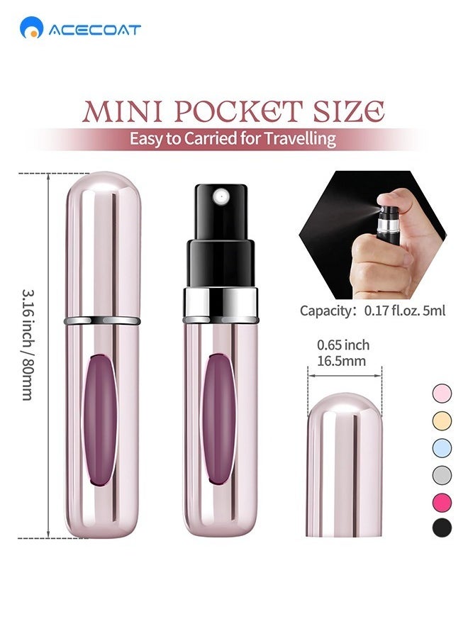 Mini Refillable Perfume Portable Atomizer Bottle Refillable Perfume Spray, Refill Pump Case for Traveling and Outgoing (5ml, 6 Pack) 6