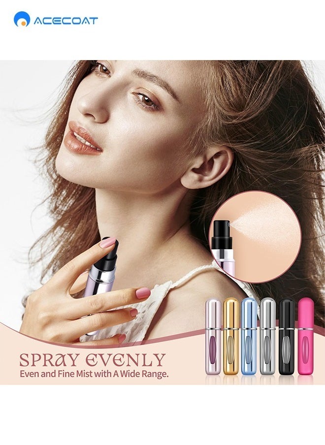 Mini Refillable Perfume Portable Atomizer Bottle Refillable Perfume Spray, Refill Pump Case for Traveling and Outgoing (5ml, 6 Pack) 6
