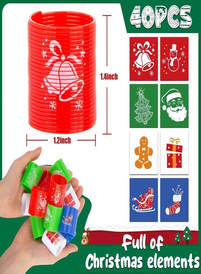 POPLAY 40PCS Christmas Spring Rainbow Party Favor, Mini Plastic Coil Spring Toy for Christmas Goodie Bag Stuffers, Fidget Stress Coil Mini Springs Bulk Toys for Carnival Prize Birthday - Image 2