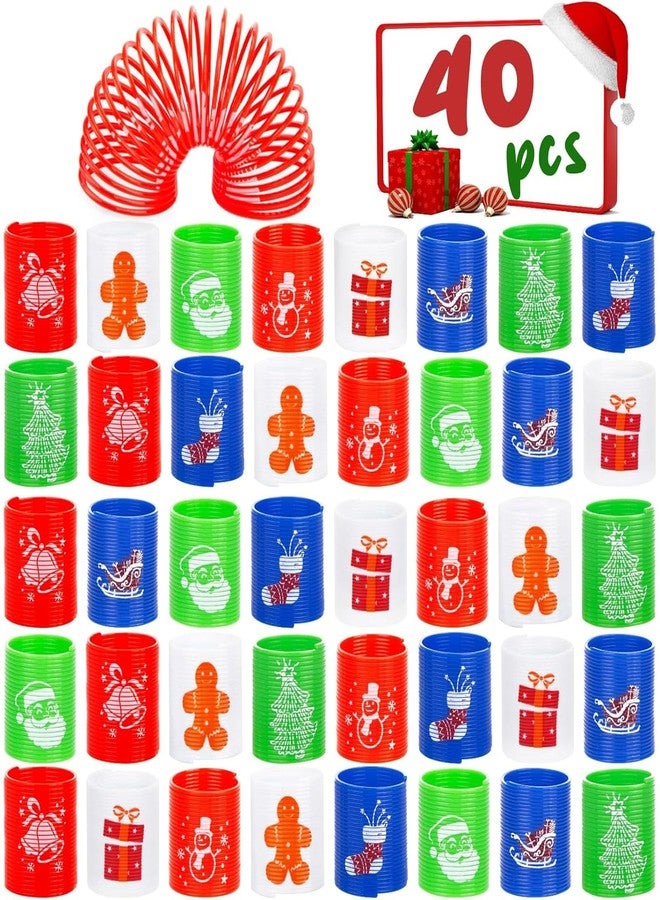 POPLAY 40PCS Christmas Spring Rainbow Party Favor, Mini Plastic Coil Spring Toy for Christmas Goodie Bag Stuffers, Fidget Stress Coil Mini Springs Bulk Toys for Carnival Prize Birthday - Image 1