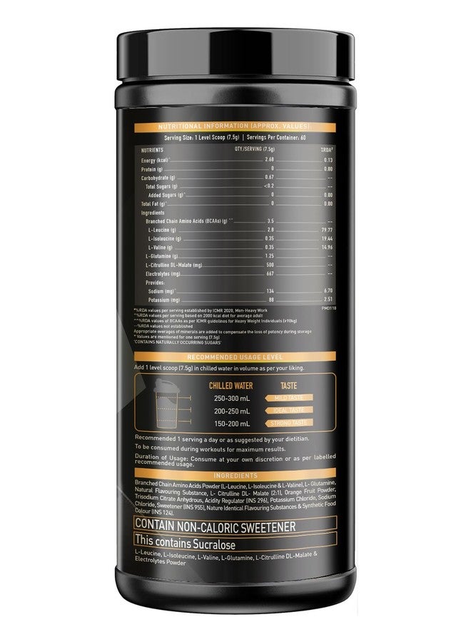 مسل بلايز مسحوق MuscleBlaze BCAA Gold 8:1:1 بنكهة الفواكه (60 حصة، 450 غرام) | غني بالليوسين والإلكتروليتات والجلوتامين - Image 3