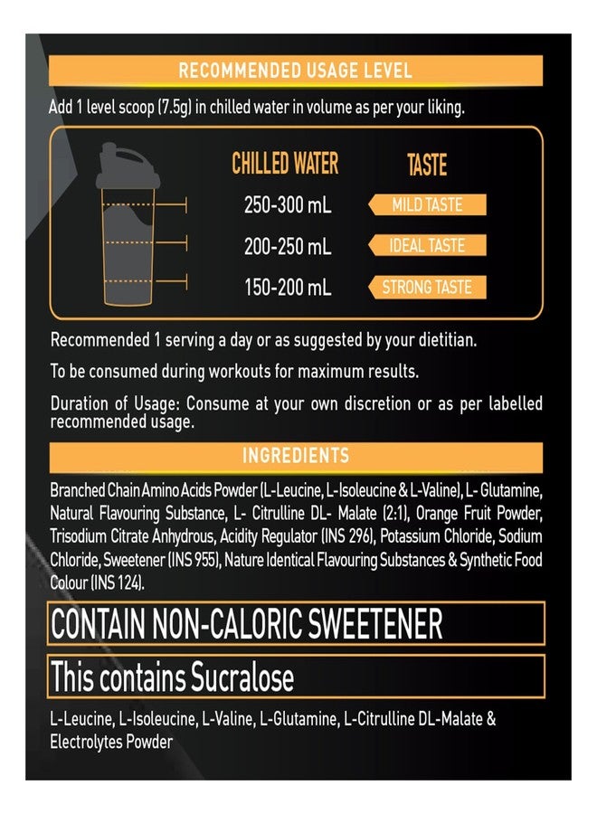 مسل بلايز مسحوق MuscleBlaze BCAA Gold 8:1:1 بنكهة الفواكه (60 حصة، 450 غرام) | غني بالليوسين والإلكتروليتات والجلوتامين - Image 5