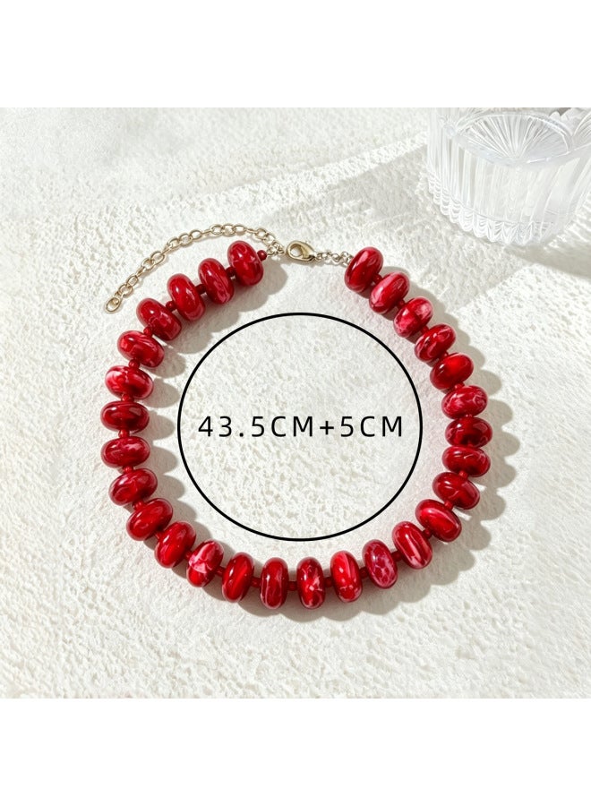 Jewelry Geometric Dopamine Colorful Handmade Beaded Necklace Versatile High-End Clavicle Chain Accessory - Image 2